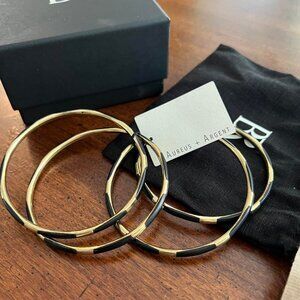 NWT Aureus + Argent from Banana Republic Gold and black bangle bracelet set of 4